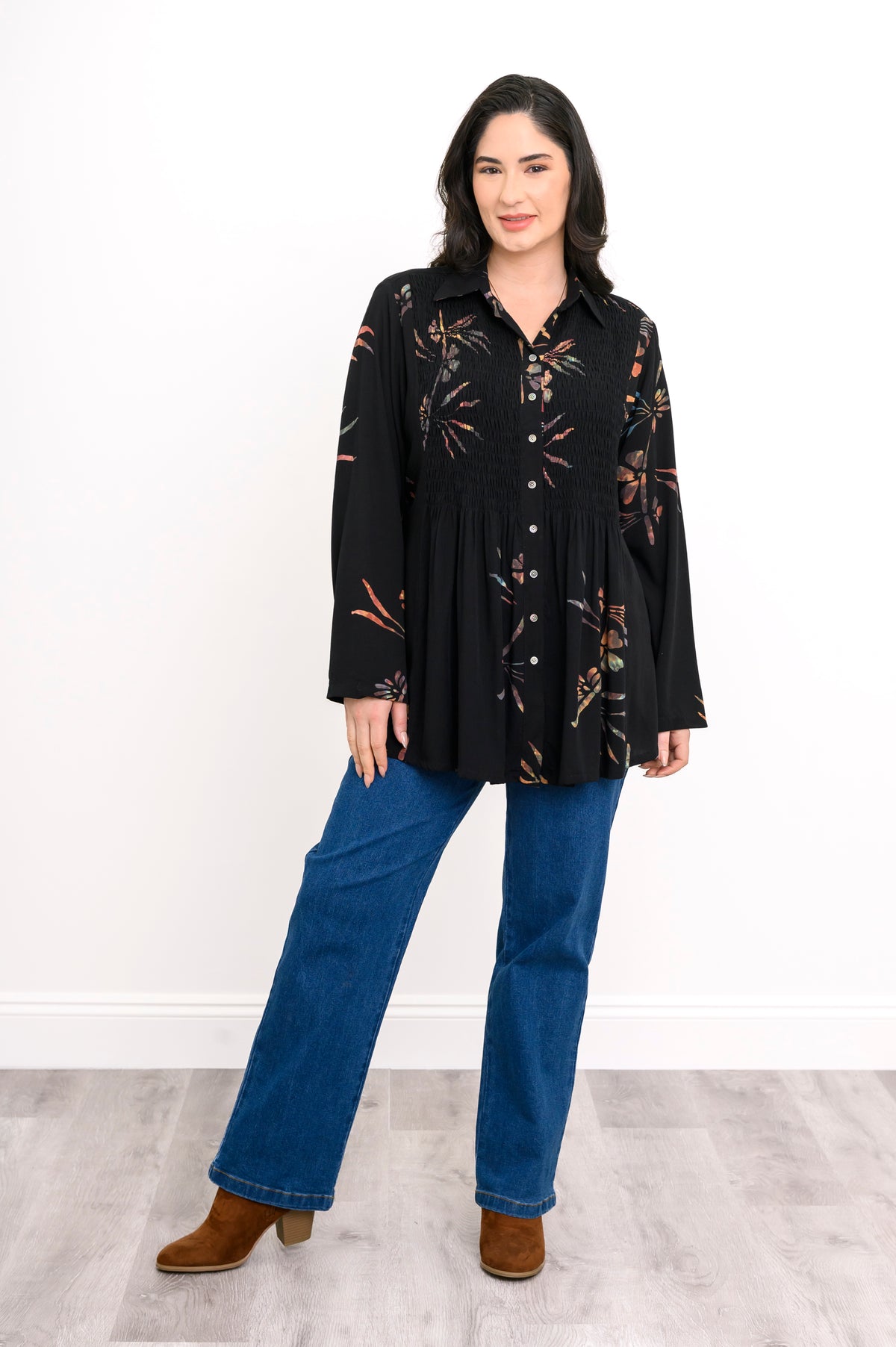 Cindy L/S Blouse, Abalone Dragonfly