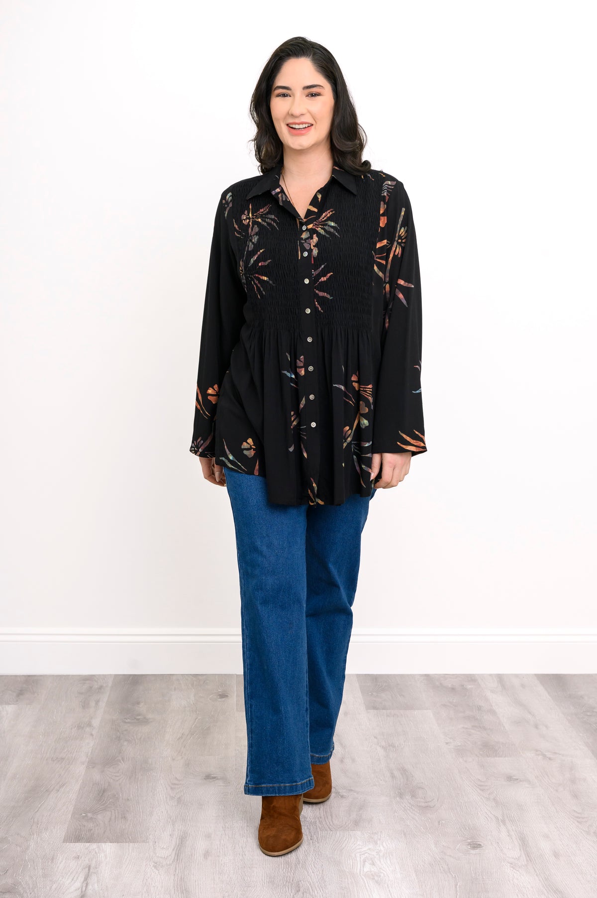 Cindy L/S Blouse, Abalone Dragonfly