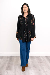 Cindy L/S Blouse, Abalone Dragonfly