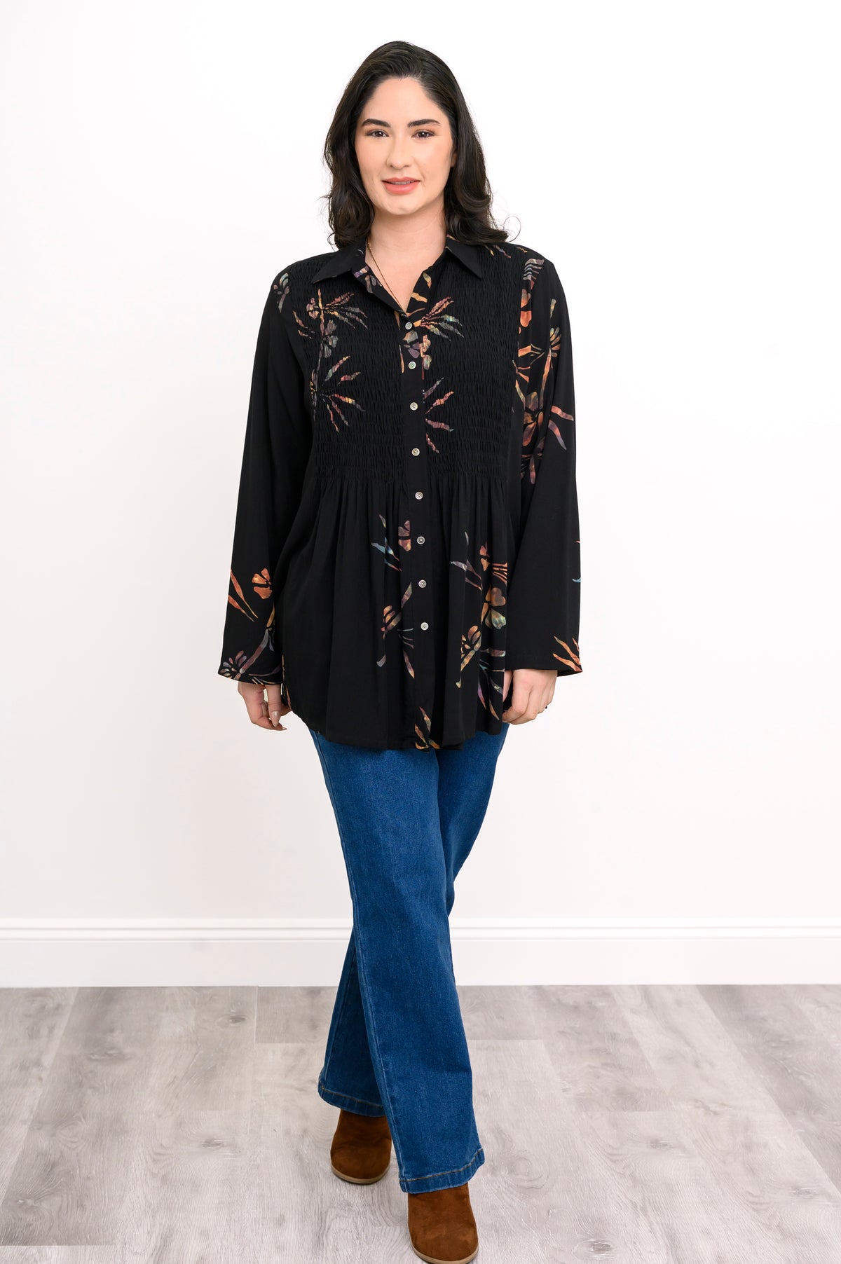 Cindy L/S Blouse, Abalone Dragonfly