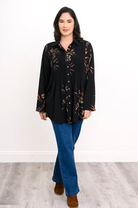 Cindy L/S Blouse, Abalone Dragonfly