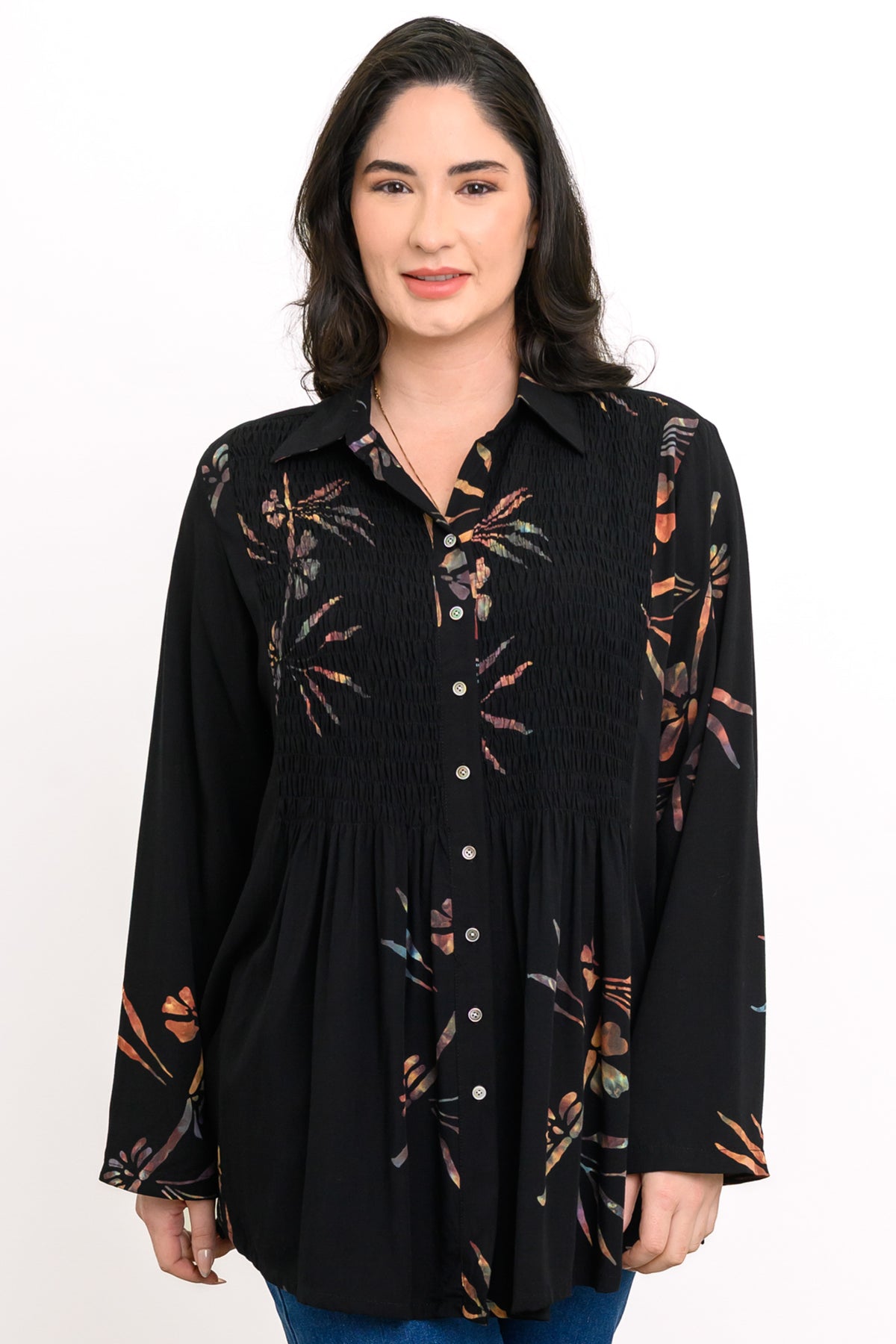 Cindy L/S Blouse, Abalone Dragonfly