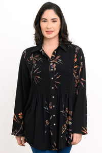 Cindy L/S Blouse, Abalone Dragonfly