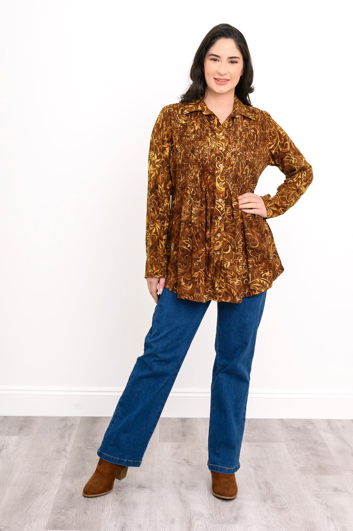 Cindy L/S Blouse, Forest Moss