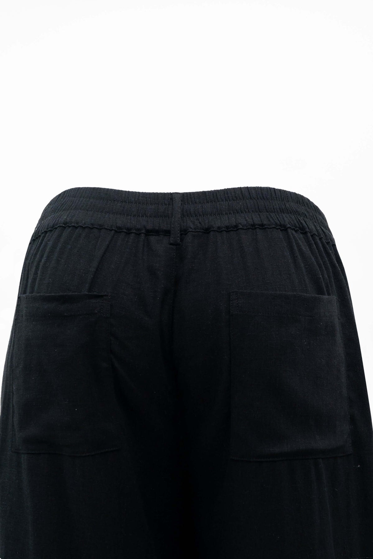 Close-up of black Melodie Pant waistband and back pockets