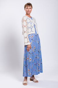 Patricia Long Dress, Peri Daisy, Linen Bamboo