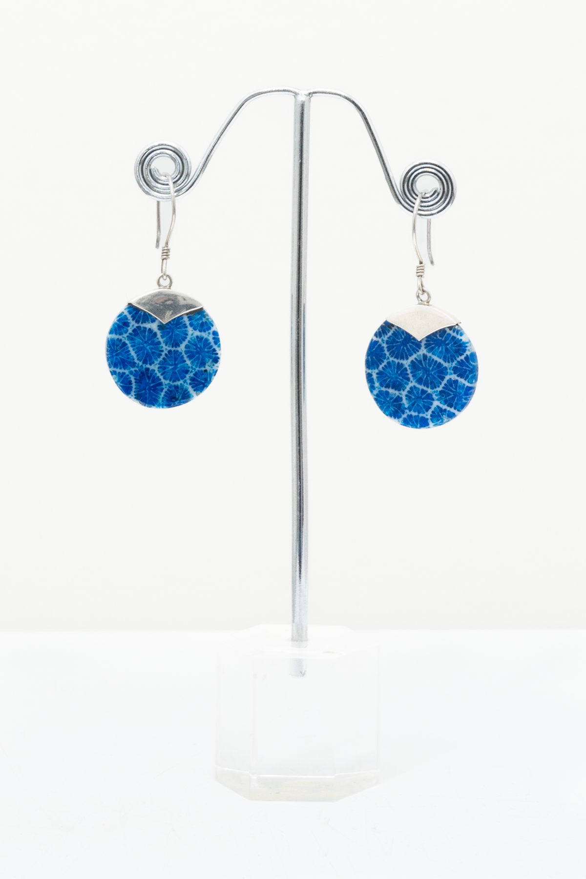 Blue Flower Shell Earrings - 202612