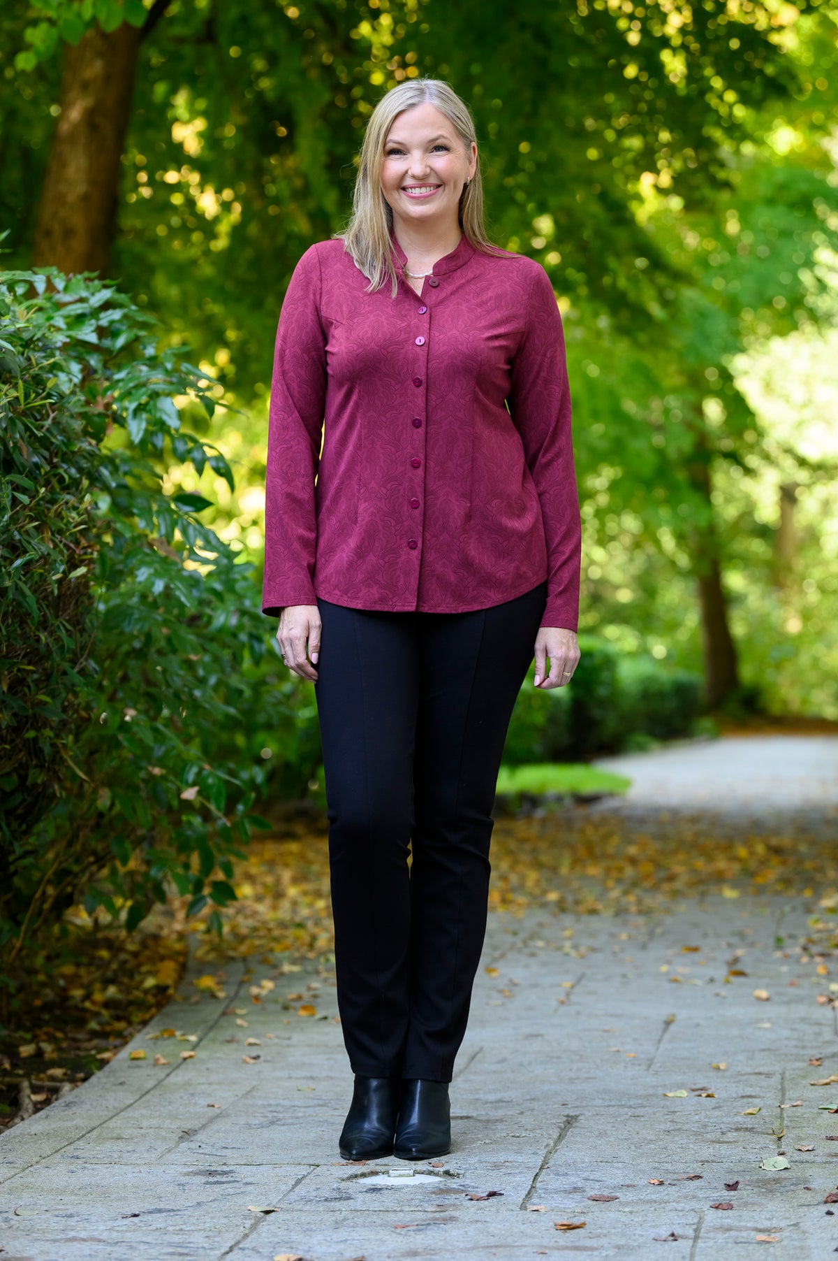 Debbie Long Sleeve Top, Crimson Empire, Bamboo