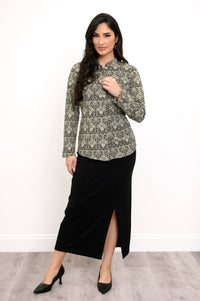 Debbie Long Sleeve Top, Night Lace, Bamboo