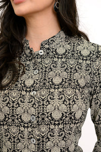 Debbie Long Sleeve Top, Night Lace, Bamboo