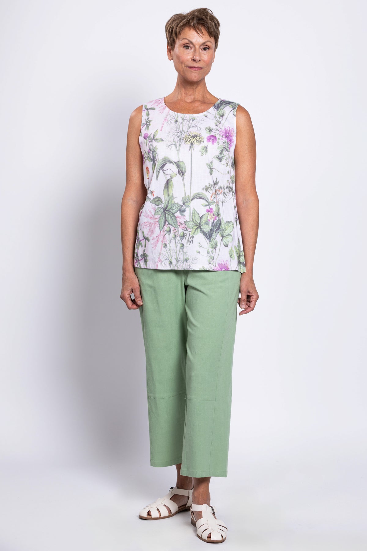 Dena Tank, Khaki Clover, Linen Bamboo