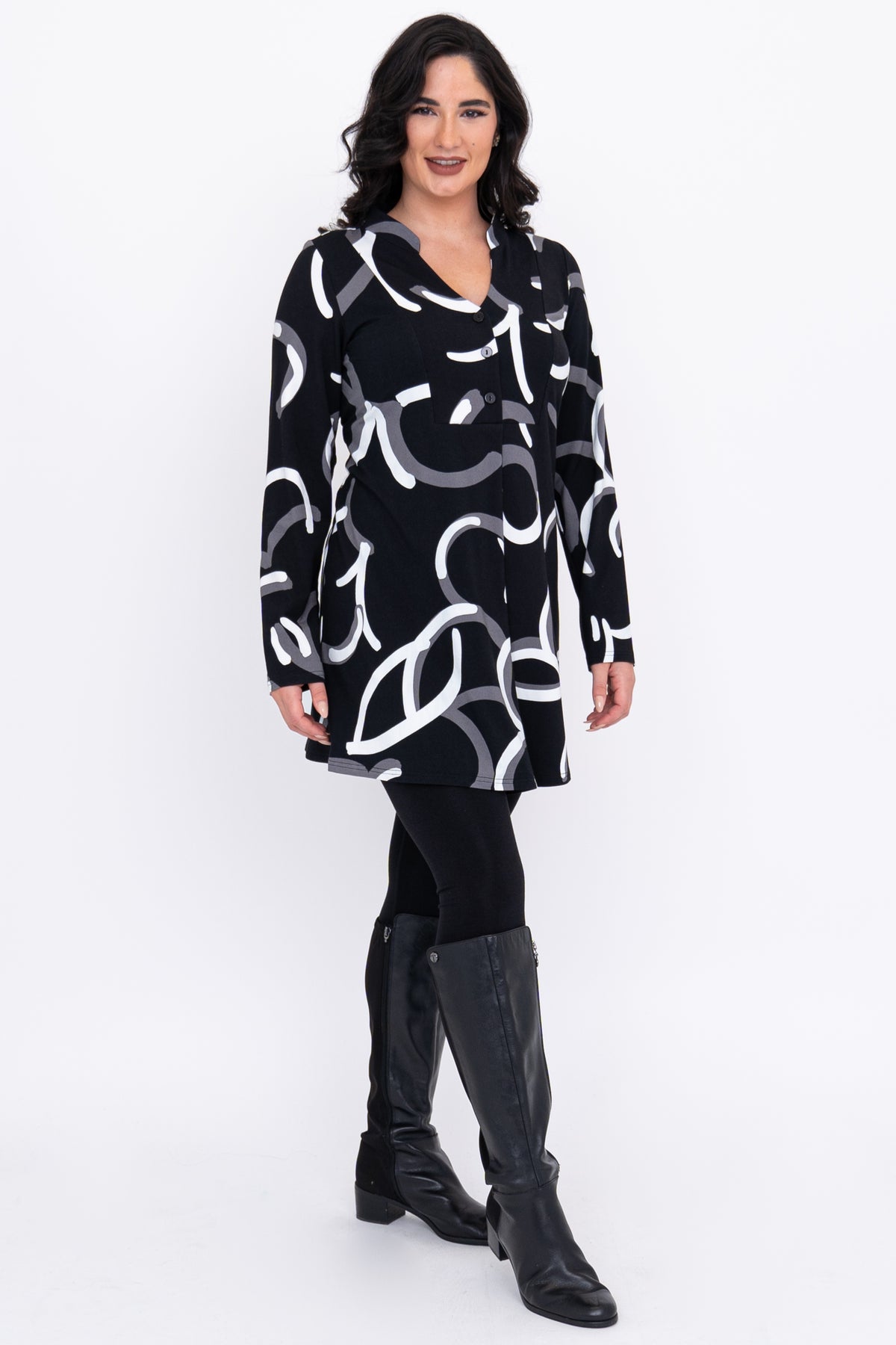Edwina L/S Tunic, BW Focus, Bamboo