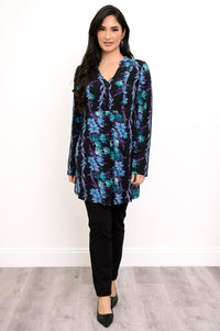 Edwina Long Sleeve Tunic, Blue Hour, Bamboo