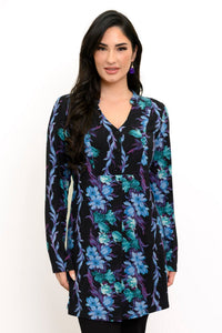 Edwina Long Sleeve Tunic, Blue Hour, Bamboo