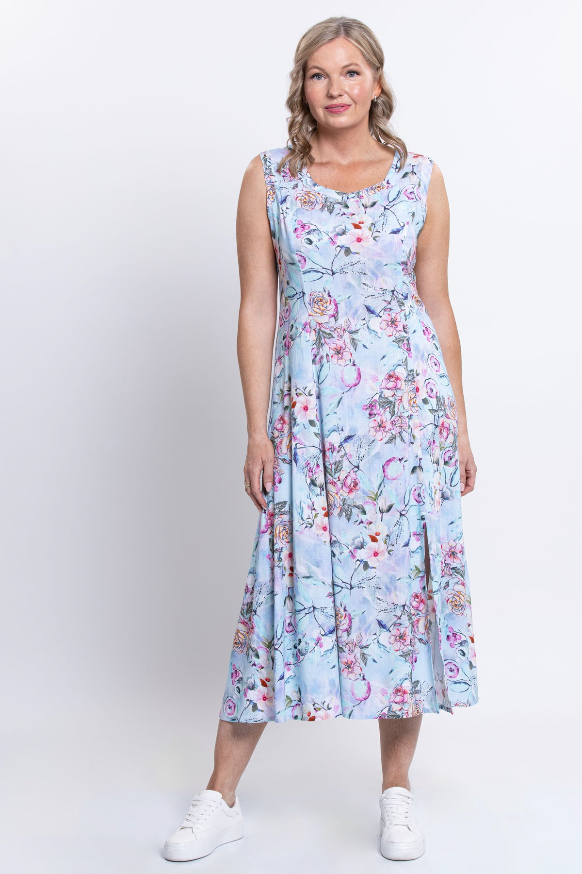 Elena Dress, Teal Nectar, Linen Bamboo