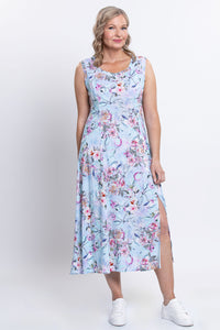Elena Dress, Teal Nectar, Linen Bamboo