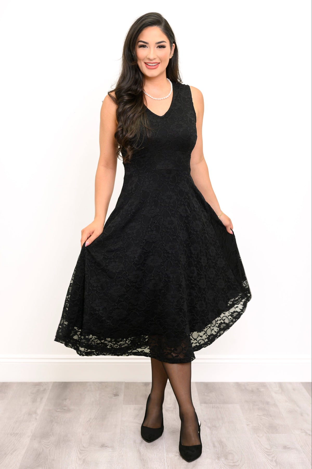 Robe Elizabeth, noire, bambou