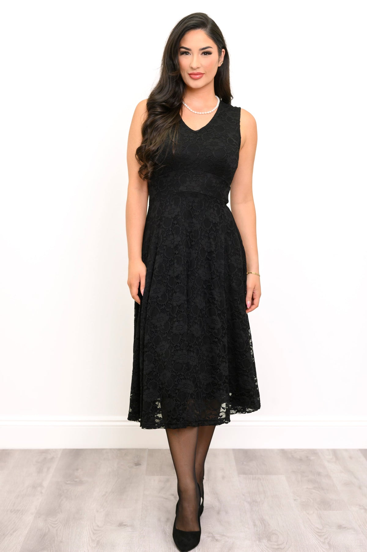 Robe Elizabeth, noire, bambou