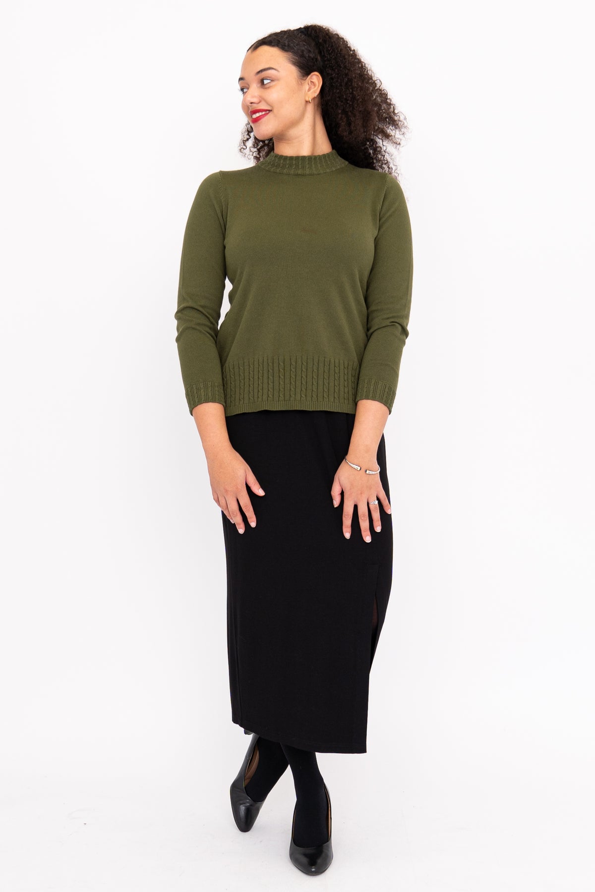 Ella Sweater, Khaki, Cotton