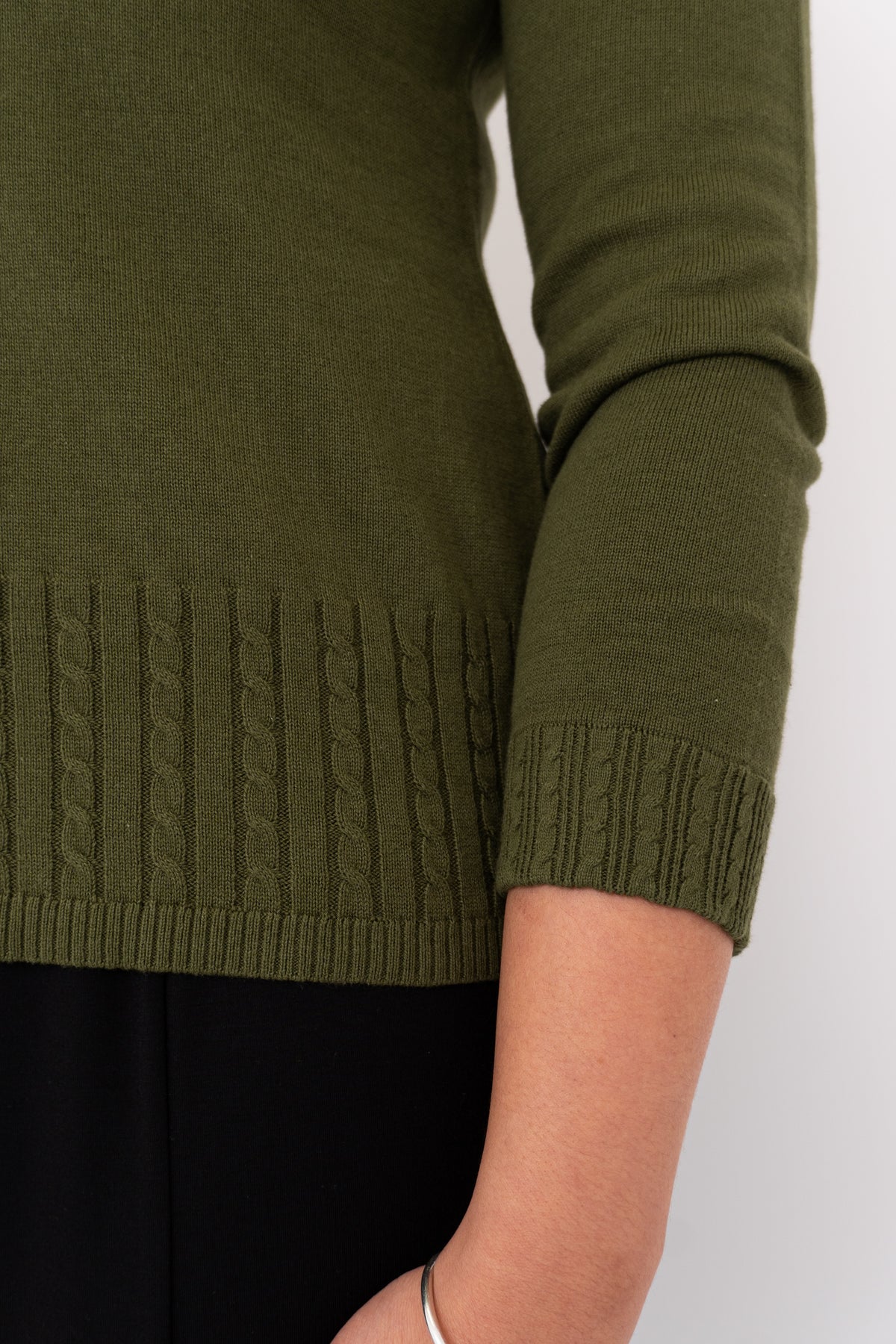 Ella Sweater, Khaki, Cotton