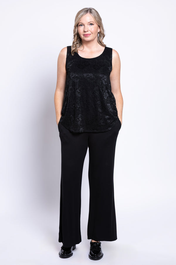 Ellen Tank, Black, Bamboo Lace