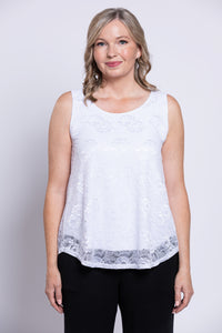 Ellen Tank, White, Bamboo Lace
