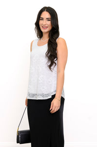 Débardeur Ellen, Blanc, Dentelle Bambou