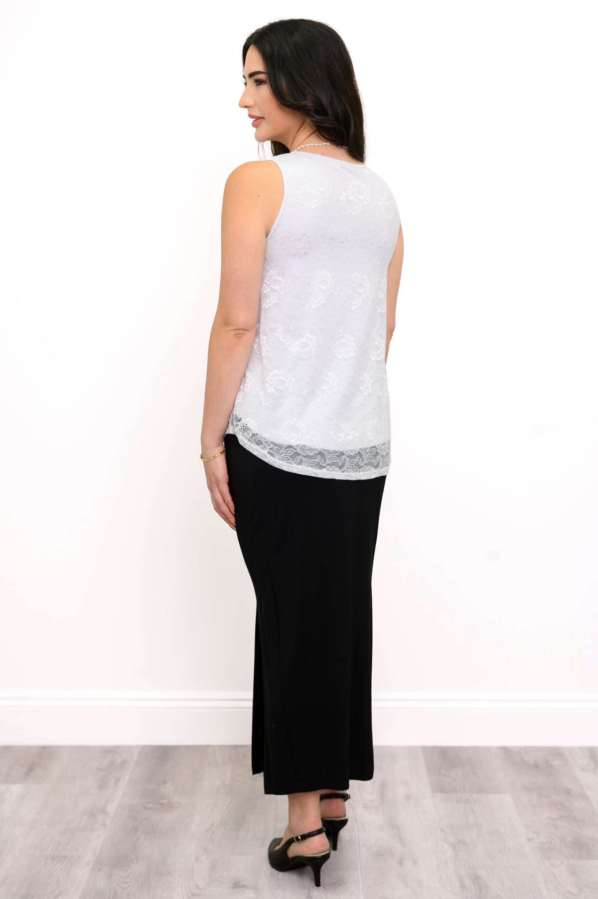 Débardeur Ellen, Blanc, Dentelle Bambou