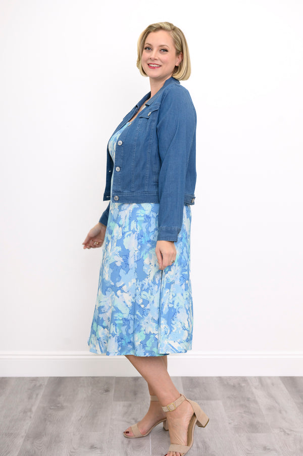 Evangelina Dress, Denim Clouds, Bamboo