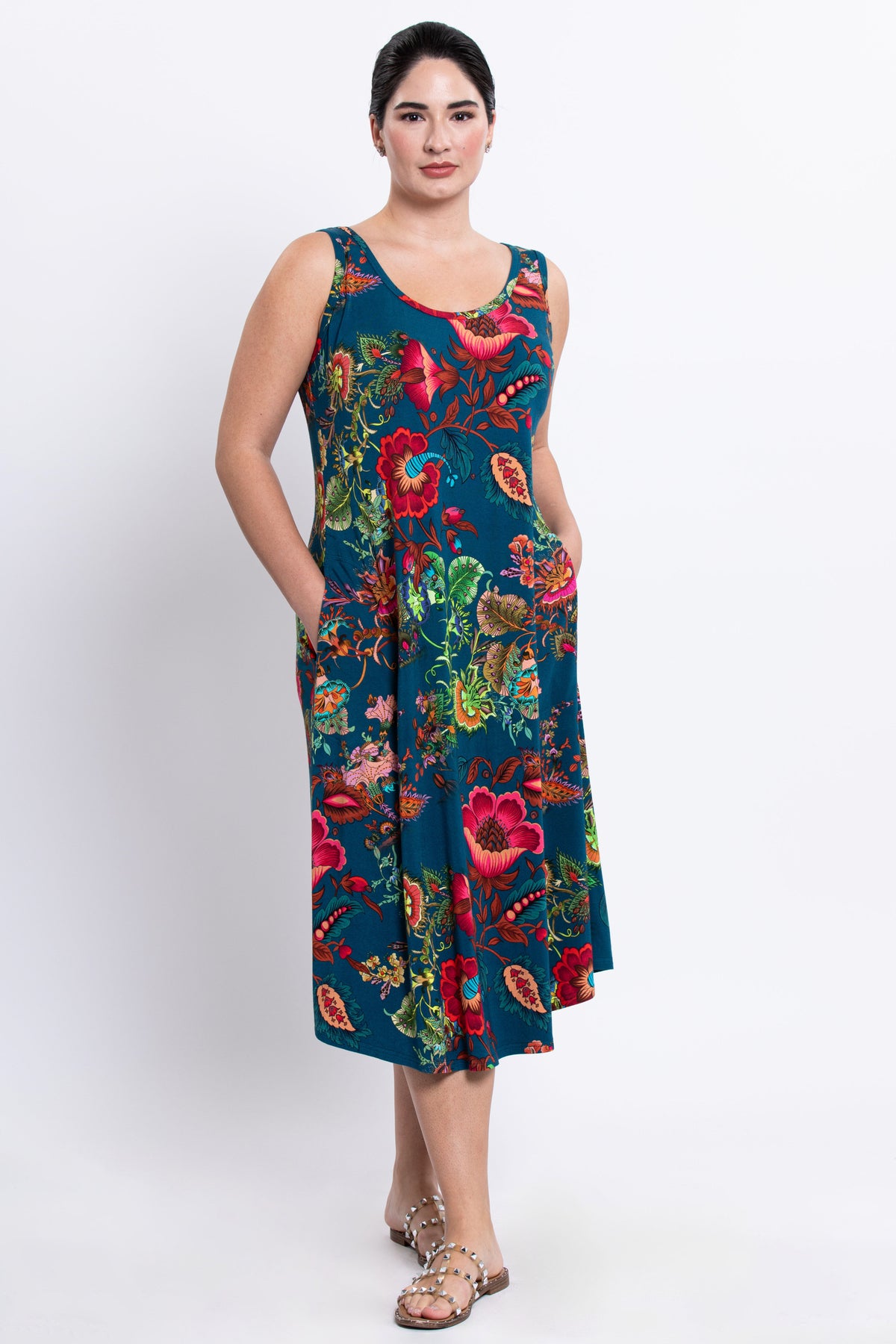 Evangelina Dress, Teal Fantasy, Bamboo