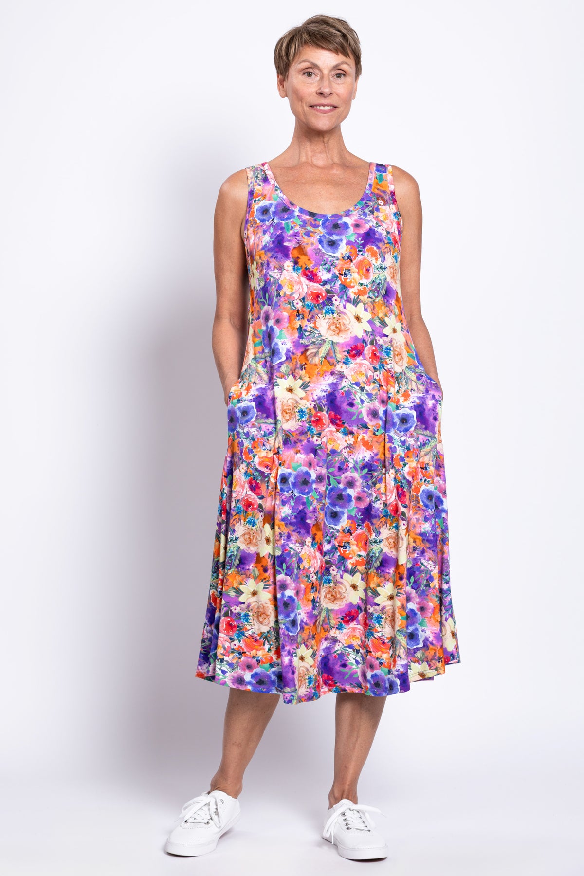 Evangelina Dress, Violet Fiesta, Bamboo