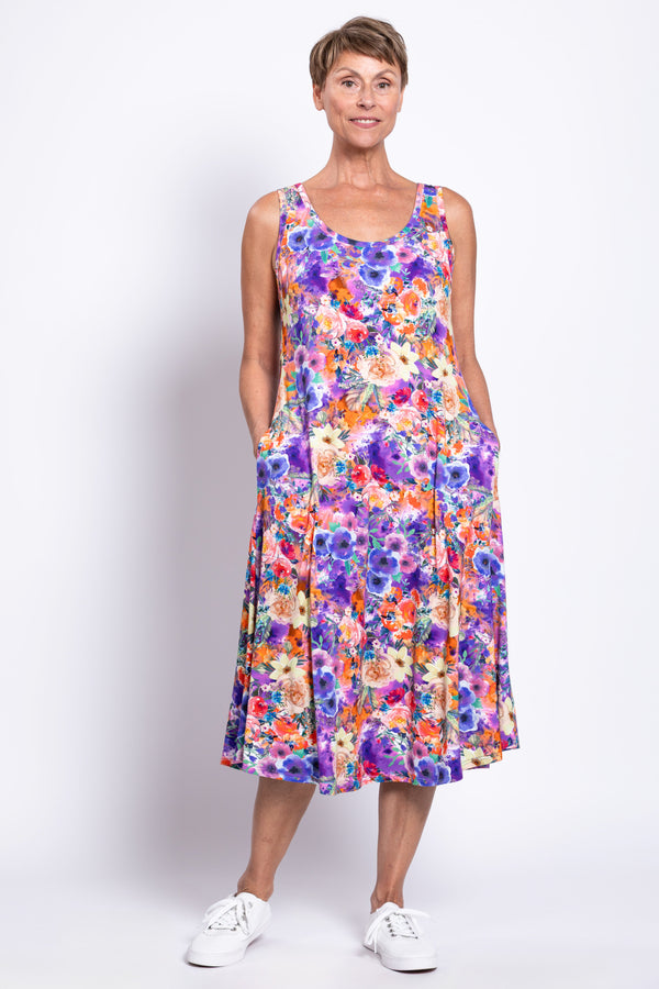 Evangelina Dress, Violet Fiesta, Bamboo