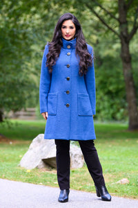 Faye Coat, Smoky Blue, Wool Viscose