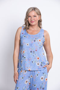 Ferris Tank, Peri Daisy, Linen Bamboo