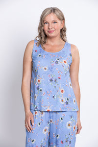 Ferris Tank, Peri Daisy, Linen Bamboo