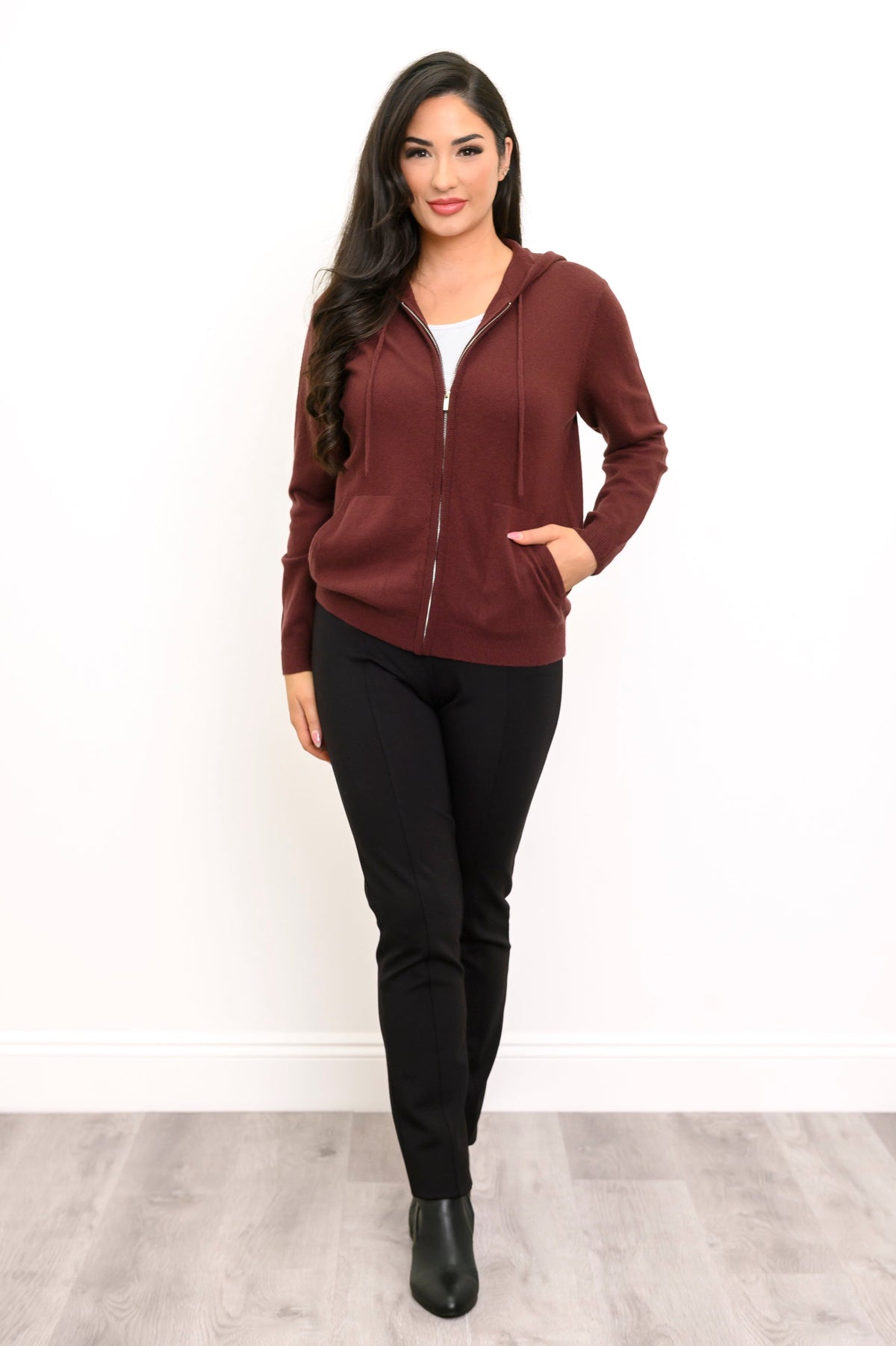 Finlay Sweater, Burgundy, Wool Cashmere