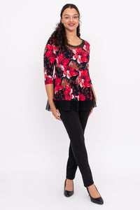 Flora Top, Lipstick Poinsetta, Bamboo
