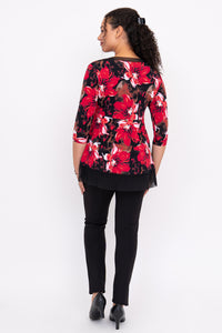 Flora Top, Lipstick Poinsetta, Bamboo