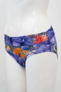 Side view of floral bamboo hipster underwear on mannequin