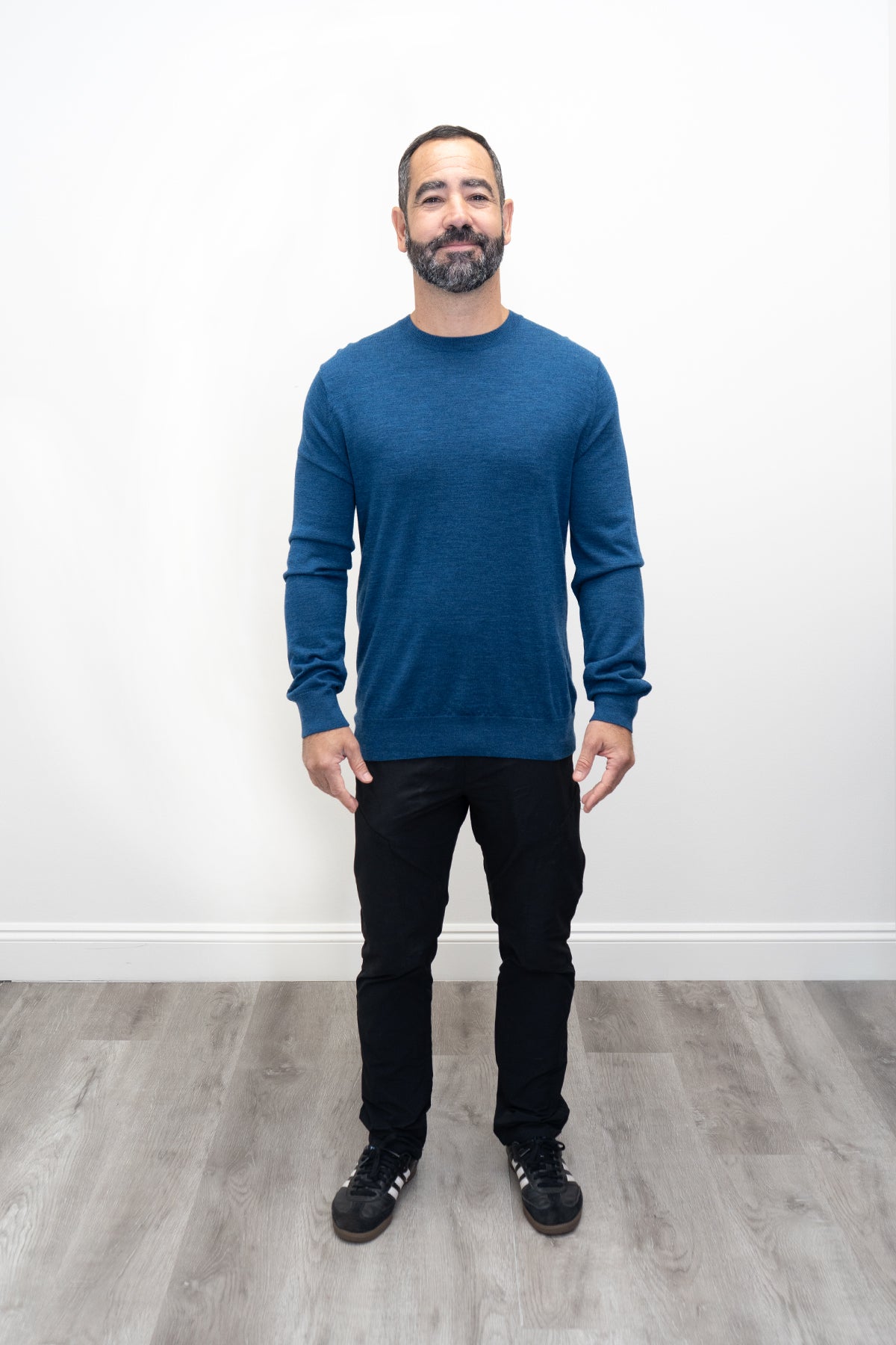 Pull Fraser, bleu, 100 % laine mérinos