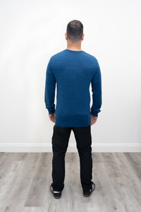 Pull Fraser, bleu, 100 % laine mérinos