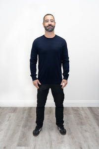 Fraser Sweater, Navy, Merino Wool
