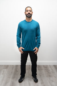 Pull Fraser, sarcelle, 100 % laine mérinos