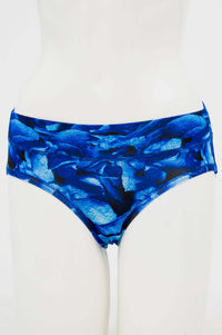 Front view of Blue Sky bamboo hipster brief with blue abstract pattern