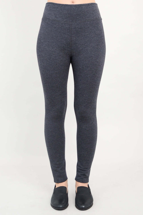 Front view of Dixie Fleece-Lined charcoal leggings with smooth waistband