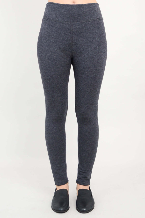 Front view of Dixie Fleece-Lined charcoal leggings with smooth waistband