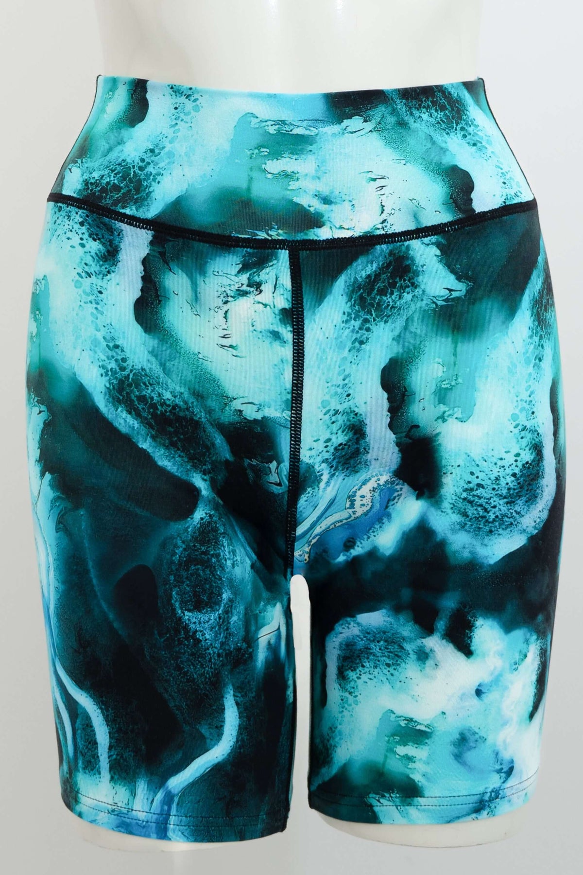Front view of Hallie Bamboo Shorts in Ocean Tide print on mannequin