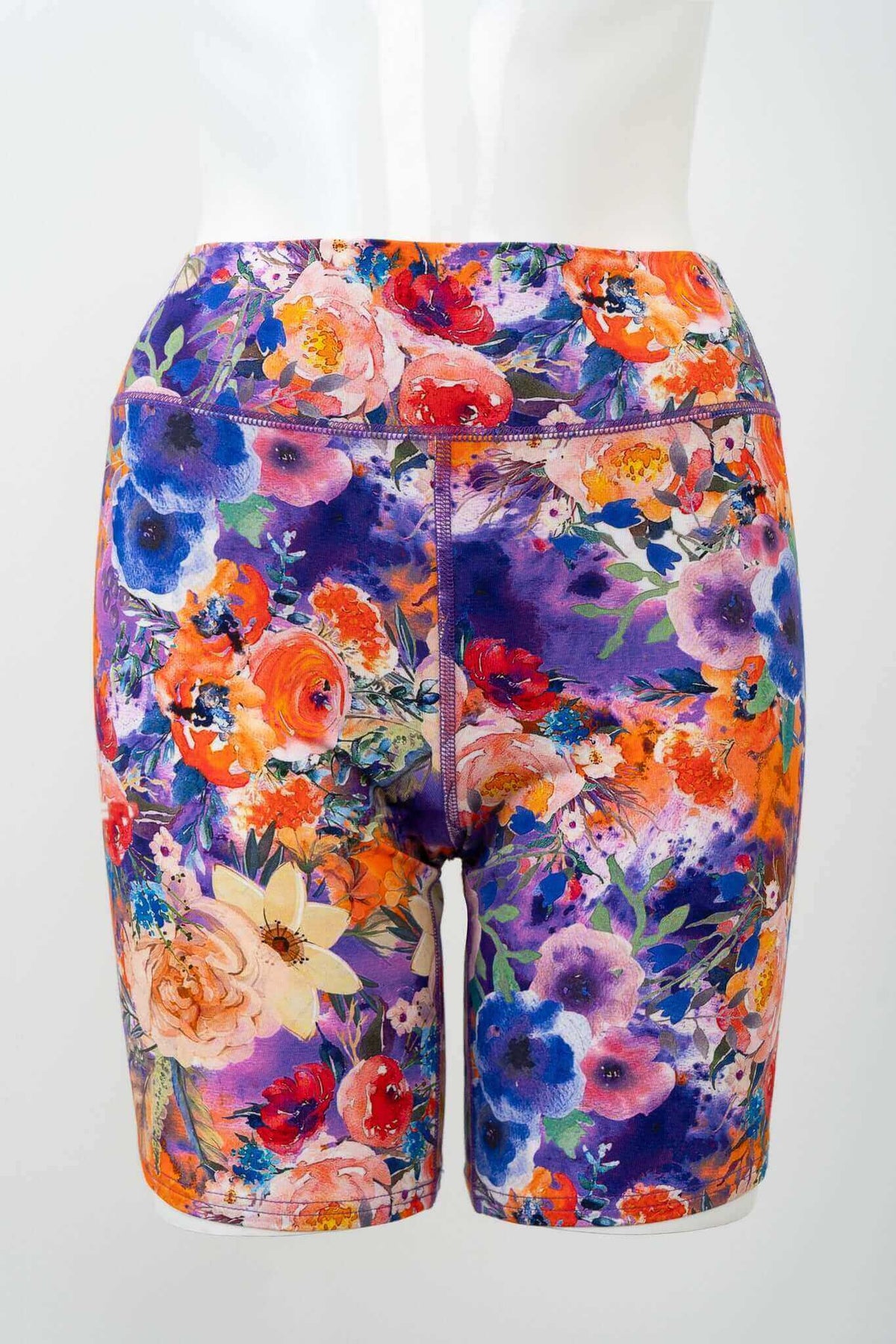 Front view of Hallie Bamboo Shorts in vibrant floral print on mannequin