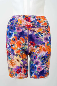 Front view of Hallie Bamboo Shorts in vibrant floral print on mannequin