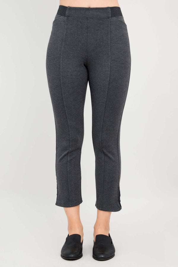 Front view of charcoal grey Nadine Crop Pants with tailored seams